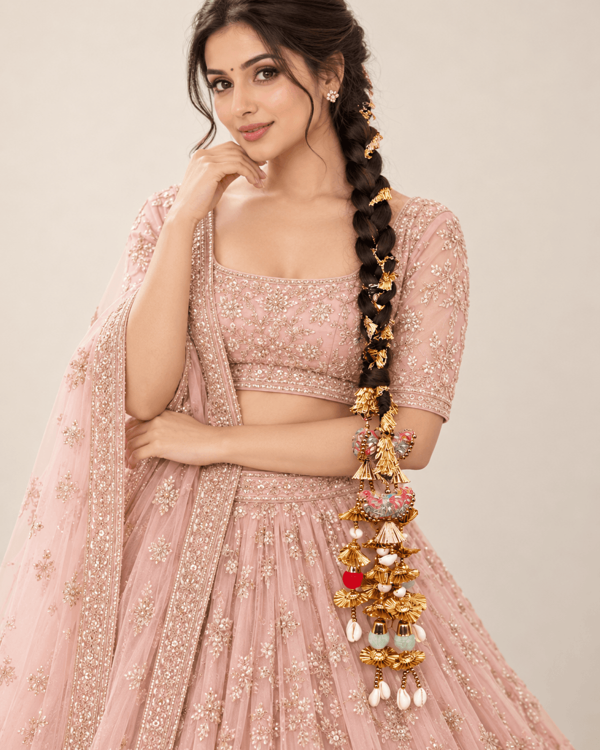 multicolor tassel bridal paranda, wedding hair accessory for haldi