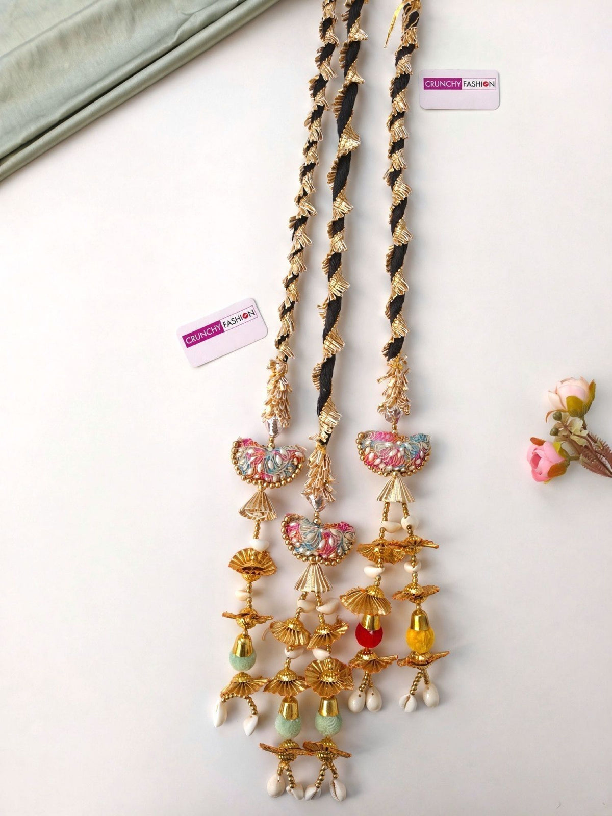 multicolor tassel bridal paranda, wedding hair accessory for haldi