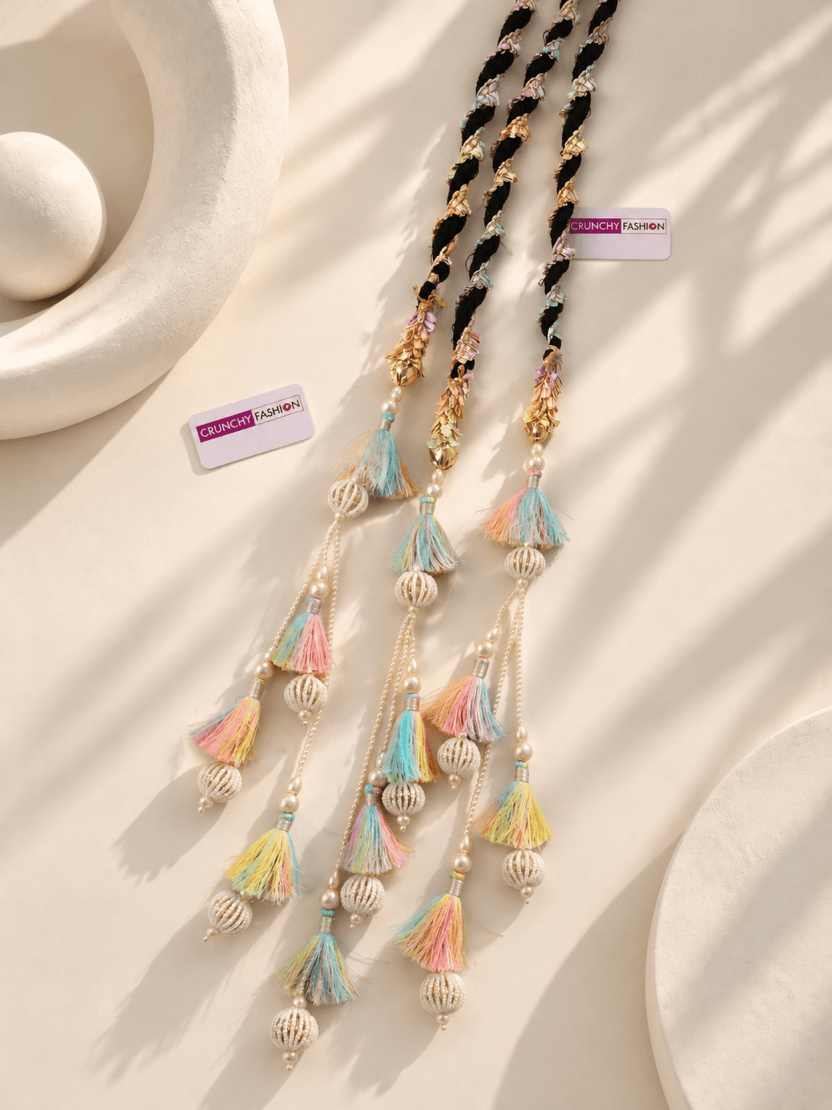 Pastel drop style bridal paranda, haldi mehandi hair accessory