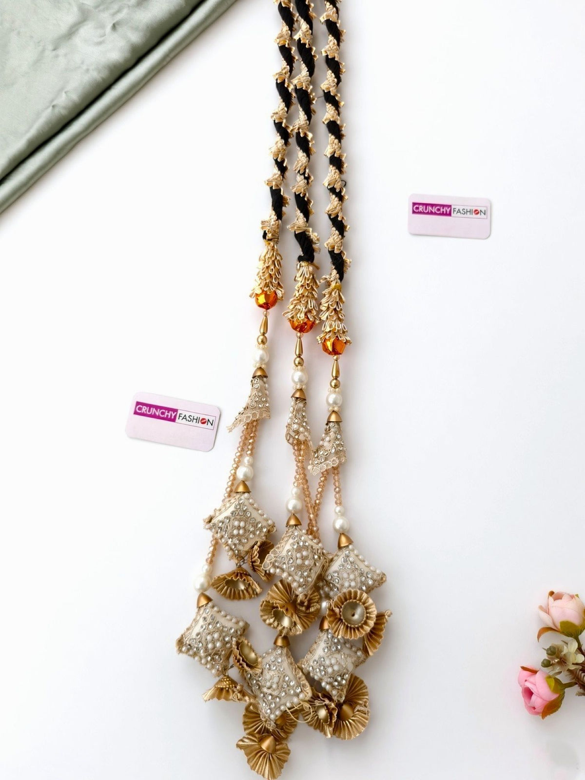 Champagne gold bridal paranda, layered wedding hair accessory