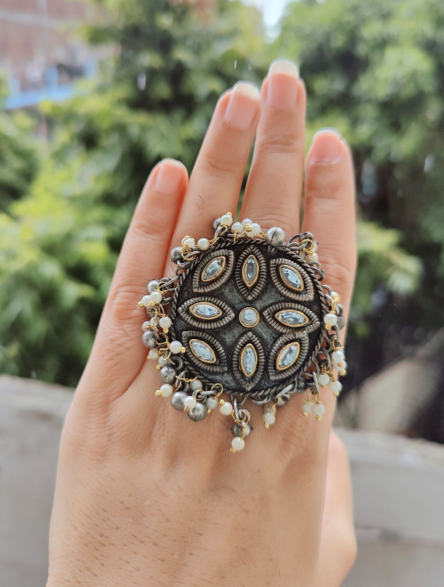 Antique Oxidised Silver Rings for Women and Girls