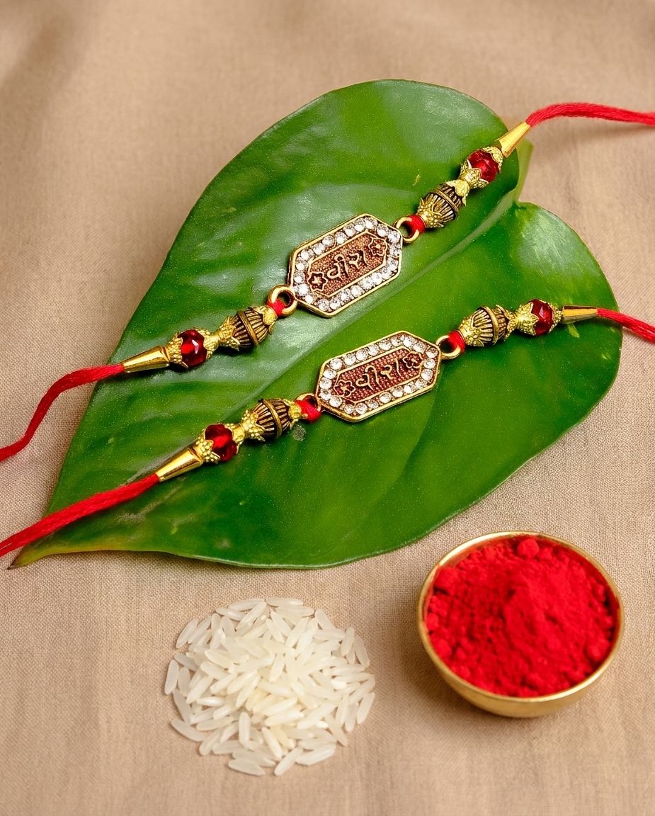 Veera Oxidised Gold Metal Rakhi Set for Cherished Bond