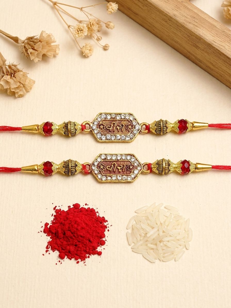 Veera Oxidised Gold Metal Rakhi Set for Cherished Bond