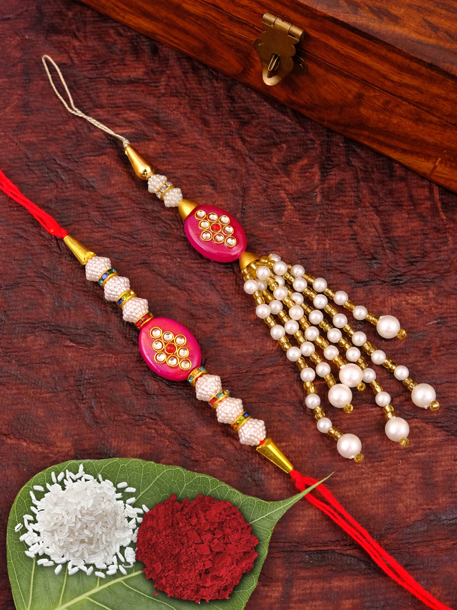 Shopify Kundan & Pearl Bhaiya-Bhabhi Rakhi Set 2025