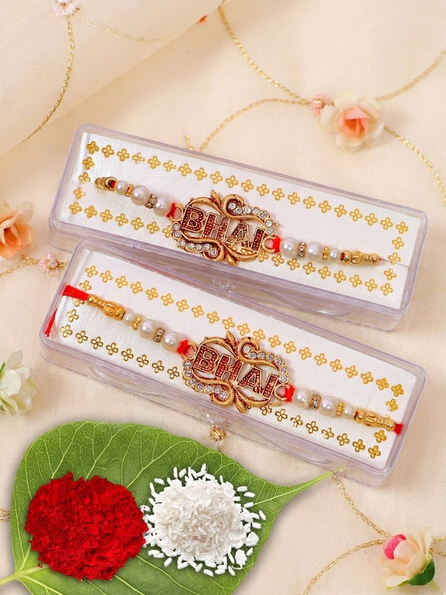Oxidised Gold 'Bhai' Duo Rakhi Set - Tradition & Trend
