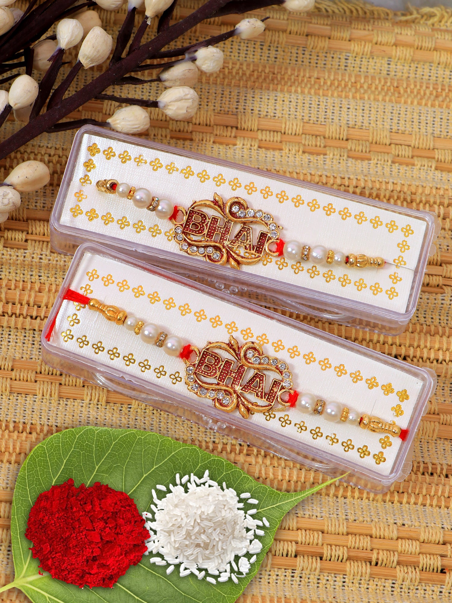 Oxidised Gold 'Bhai' Duo Rakhi Set - Tradition & Trend