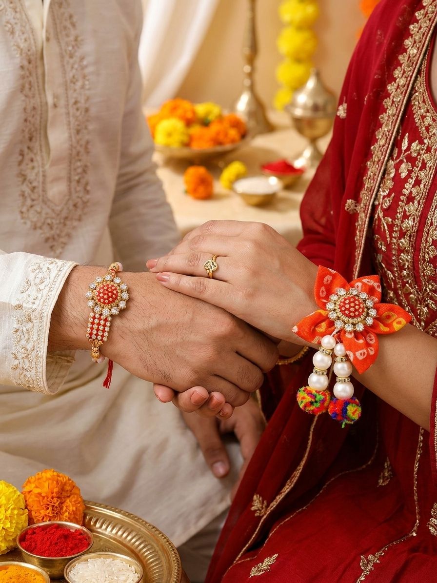 Multi-Color & Stone Duo Rakhi Set 4 Bhaiya & Bhabhi