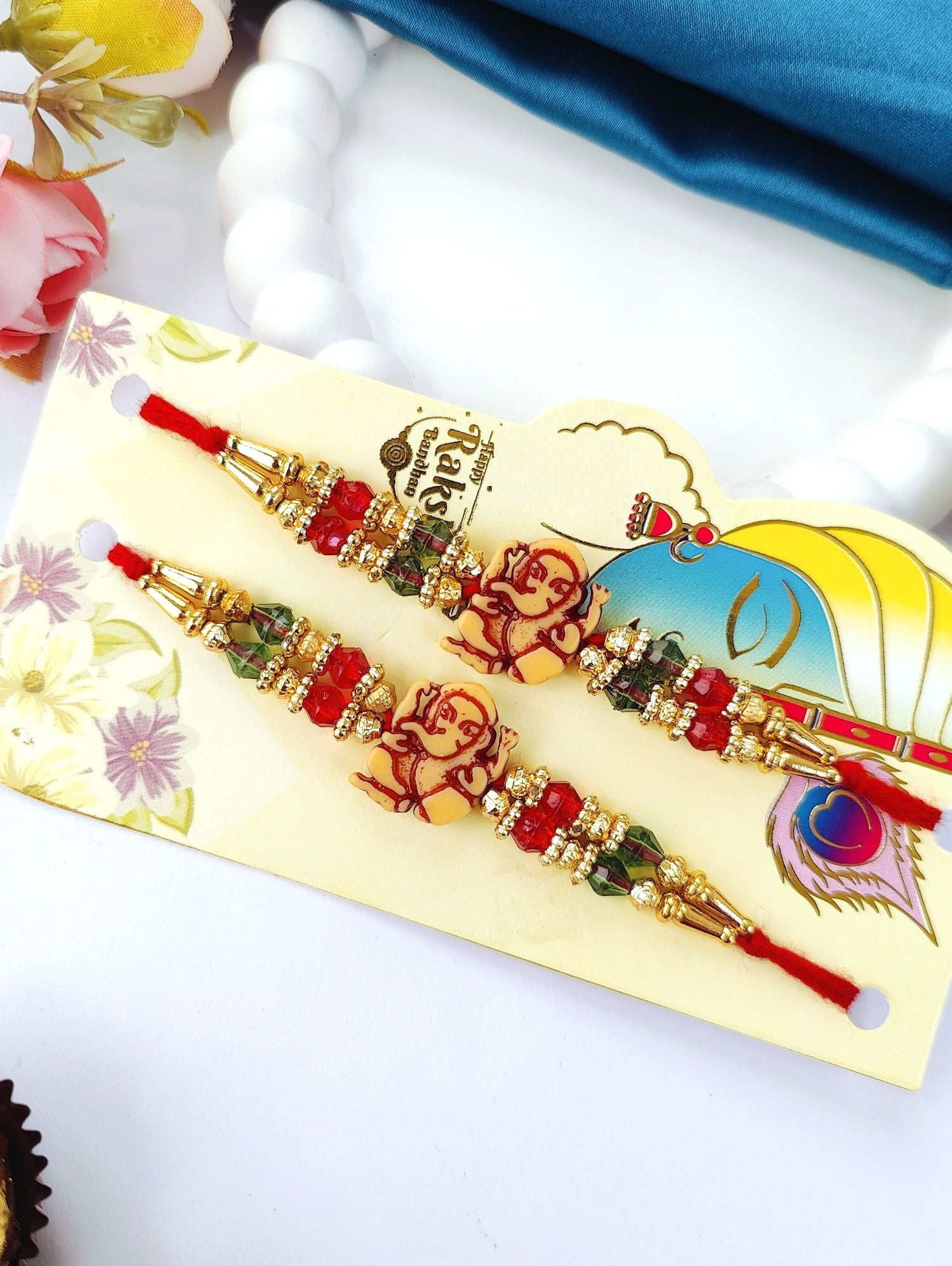 Handmade Ganesh rakhi set of 2, best rakhi for brother 2026