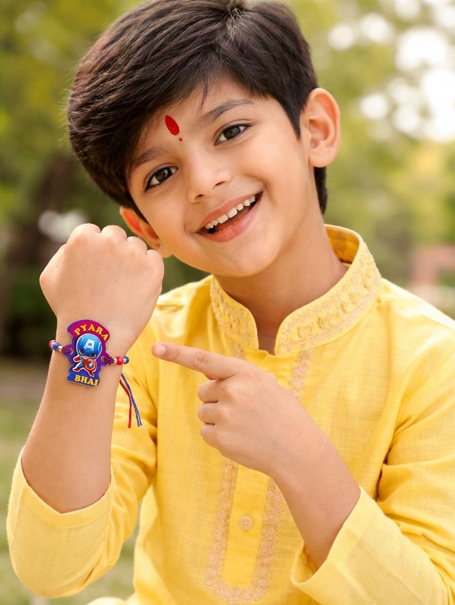 Kids Rakhi for Brother Pyara Bhai Captain America Themed Band 2026