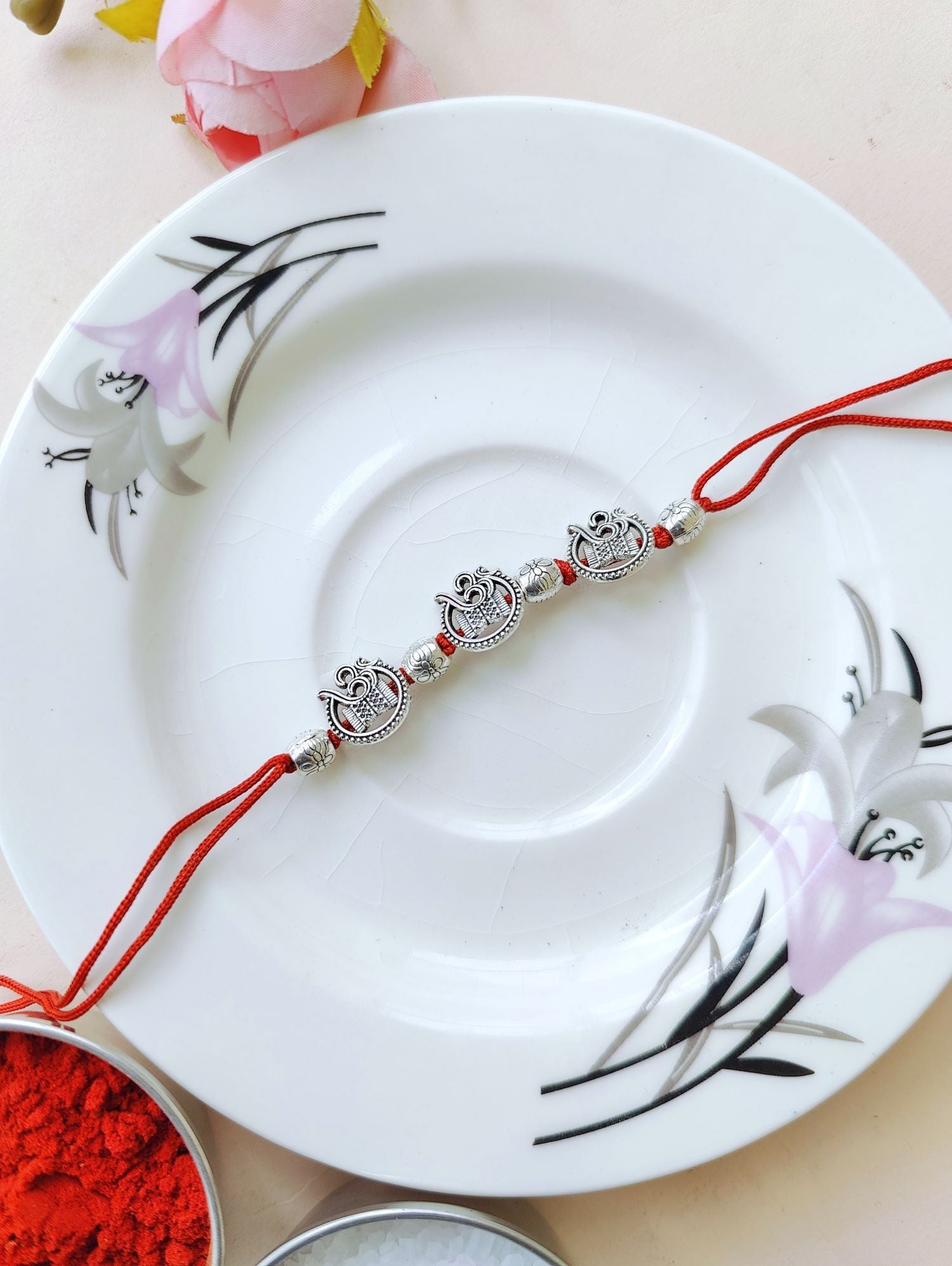 Handmade Silver Oxidised Om Rakhi, designer festival rakhi for brother, elegant oxidised silver rakhi 2026