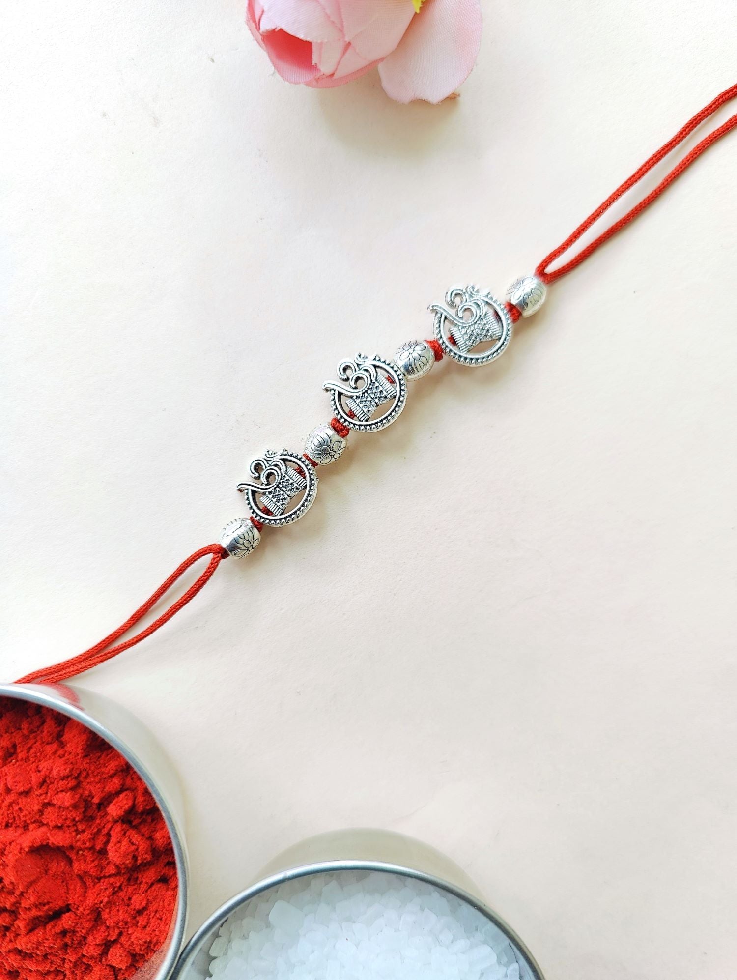 Handmade Silver Oxidised Om Rakhi, designer festival rakhi for brother, elegant oxidised silver rakhi 2026
