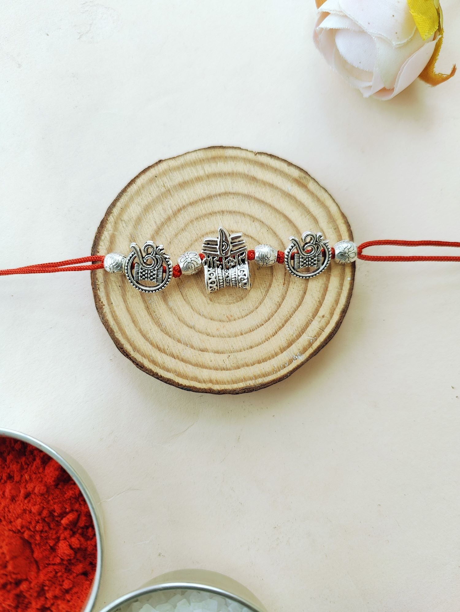 Silver oxidised Shiva Rakhi, handmade stylish rakhi for brother
