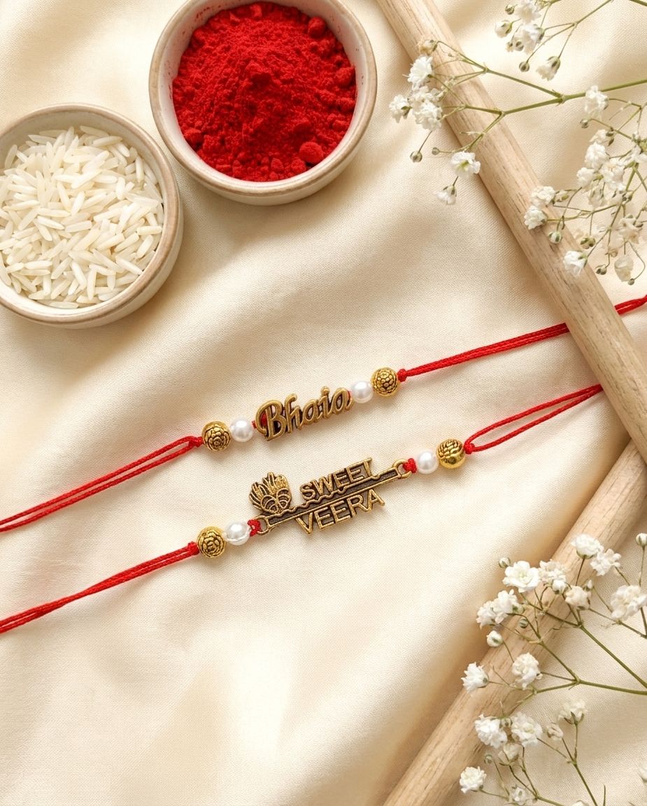 Oxidised Gold-Plated Rakhi Set of 2 for Brother – Adjustable 2026 Edition
