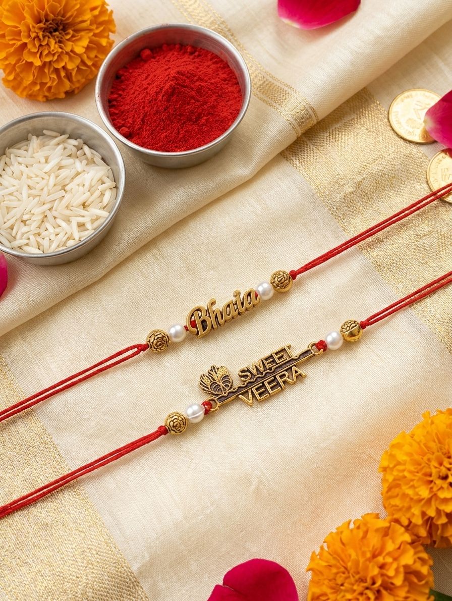 Oxidised Gold-Plated Rakhi Set of 2 for Brother – Adjustable 2026 Edition