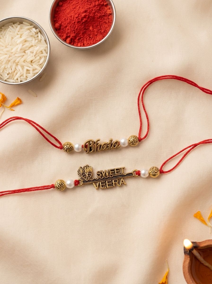 Oxidised Gold-Plated Rakhi Set of 2 for Brother – Adjustable 2026 Edition