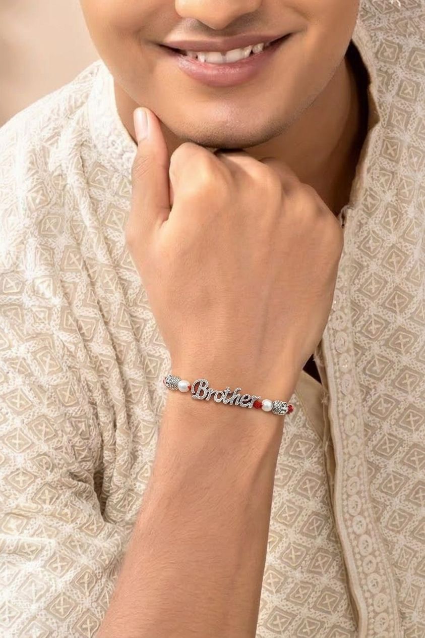 Oxidised Silver Alphabet Designer Rakhi 2026 Set
