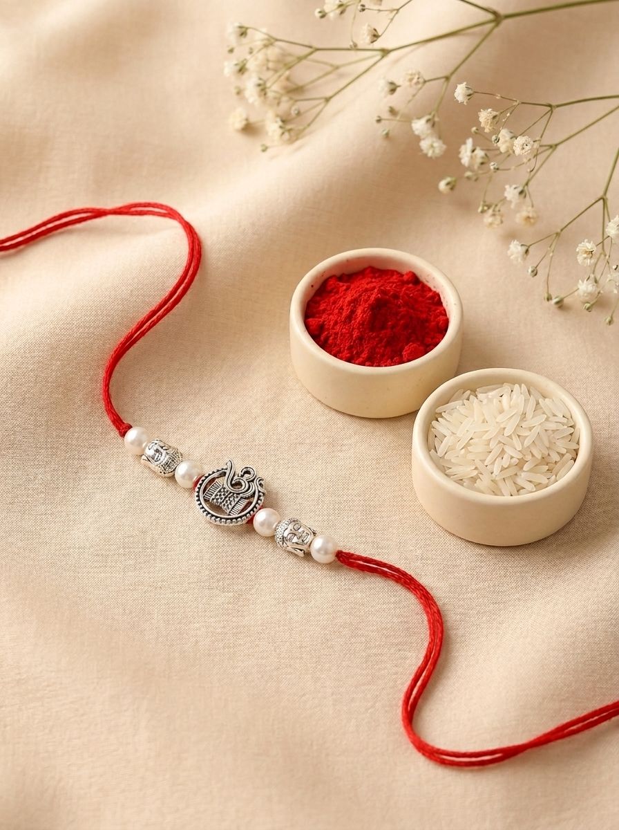 Silver Oxidised OM Rakhi for Brother