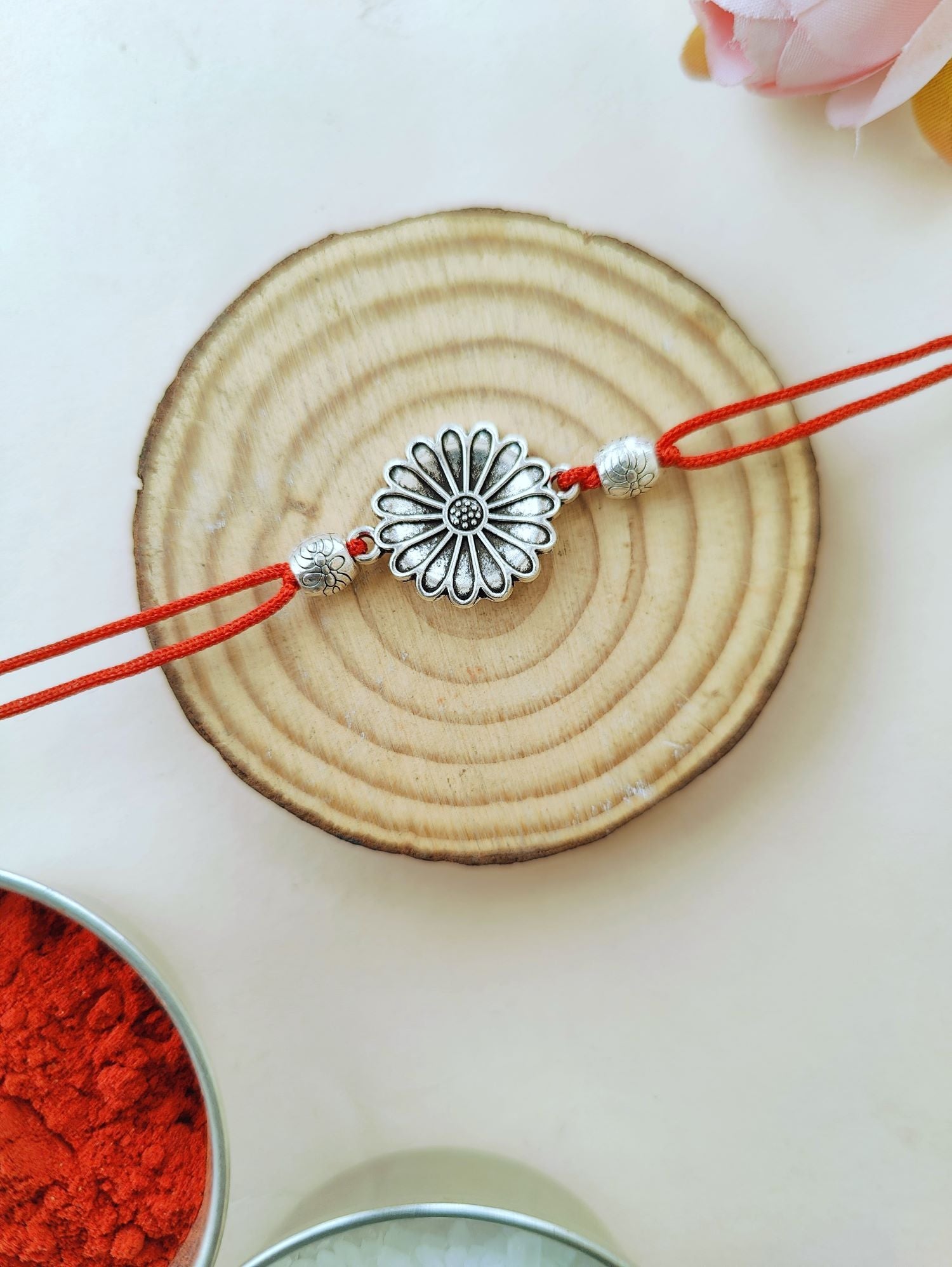 Silver oxidised rakhi for brother, handmade designer festival special