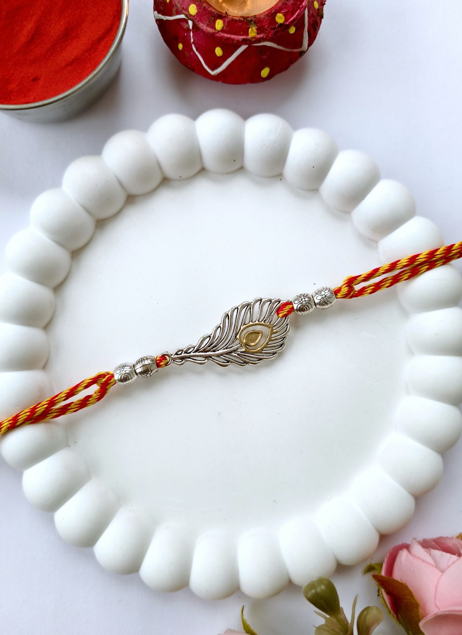 oxidised silver Peacock Feather handmade rakhi 2026 for brothers