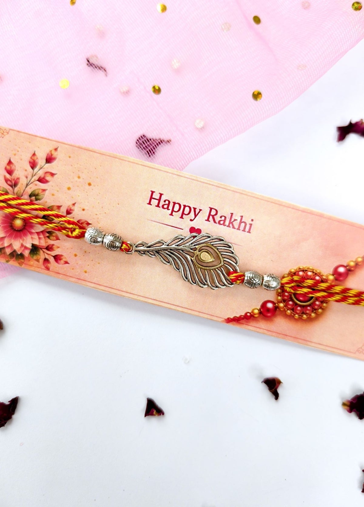 oxidised silver Peacock Feather handmade rakhi 2026 for brothers
