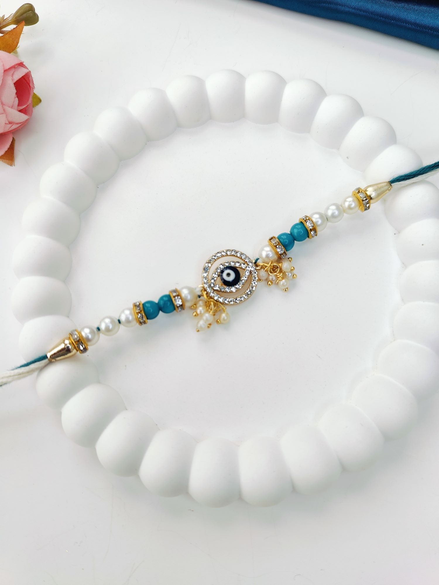 blue handmade evil eye rakhi for bhaiya bhabhi, kids rakhi 2026