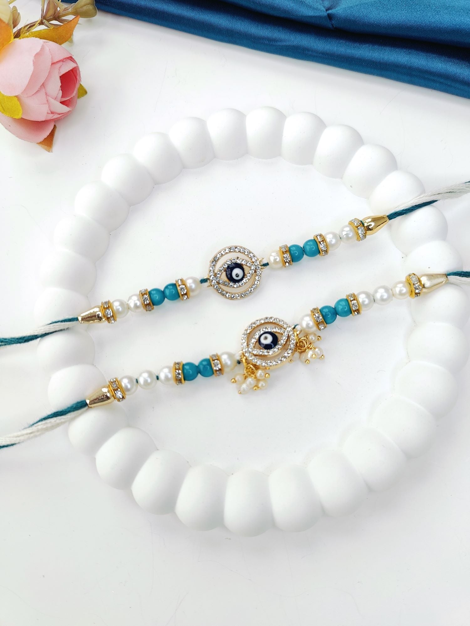 blue handmade evil eye rakhi for bhaiya bhabhi, kids rakhi 2026