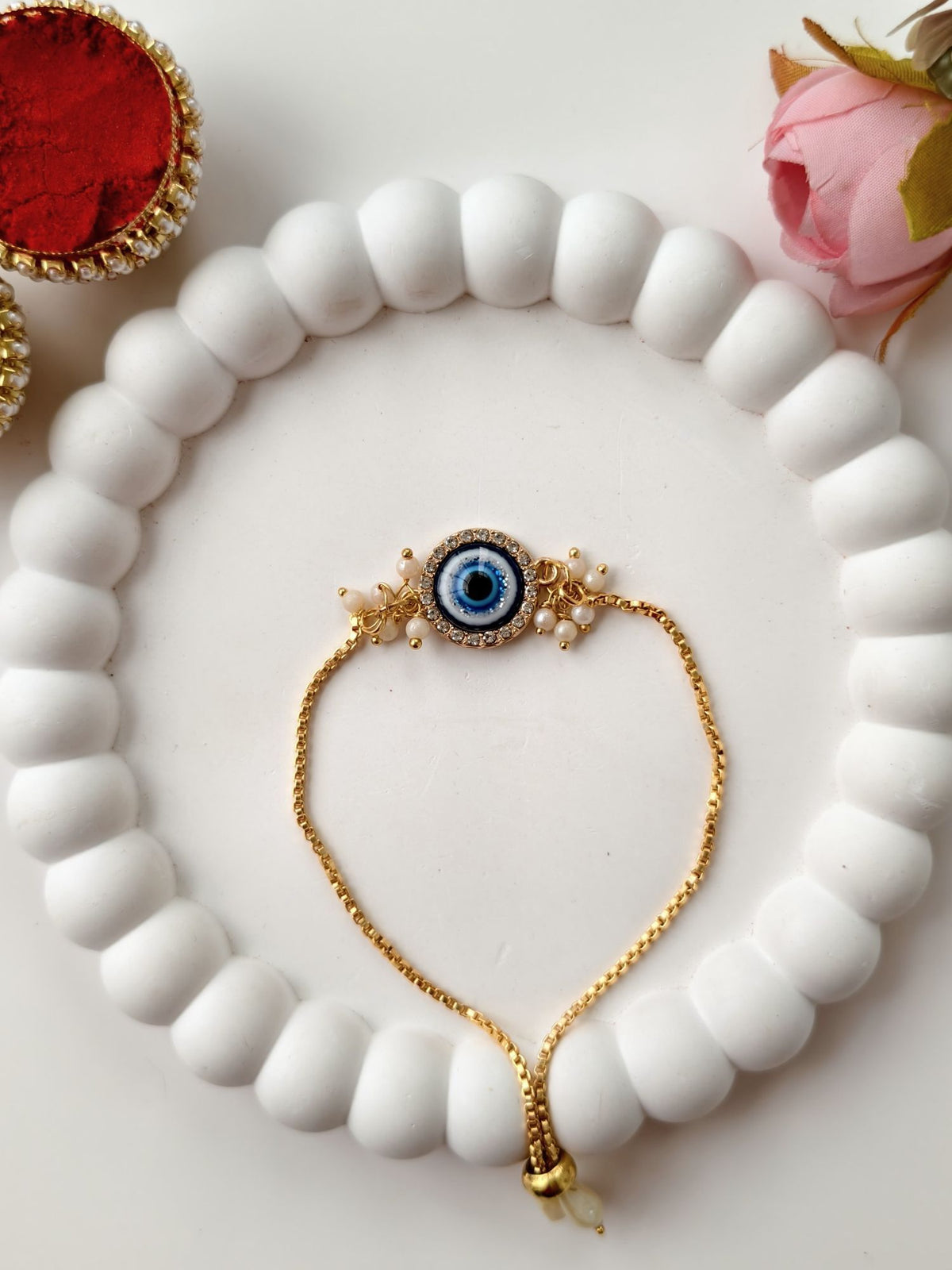 Evil Eye designer couple rakhi bracelet set, affordable Rakhi 2026