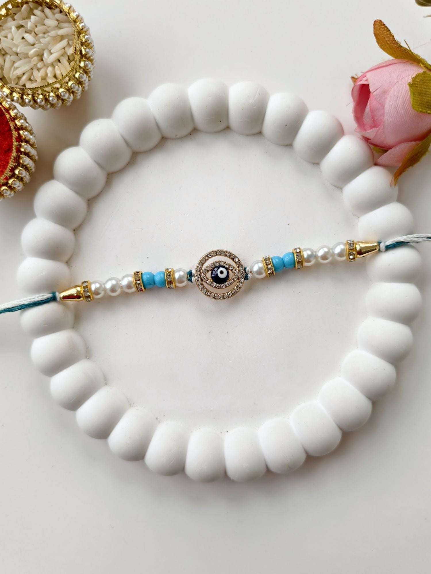 Evil Eye designer couple rakhi bracelet, premium rakhi for bhaiya bhabhi 2026