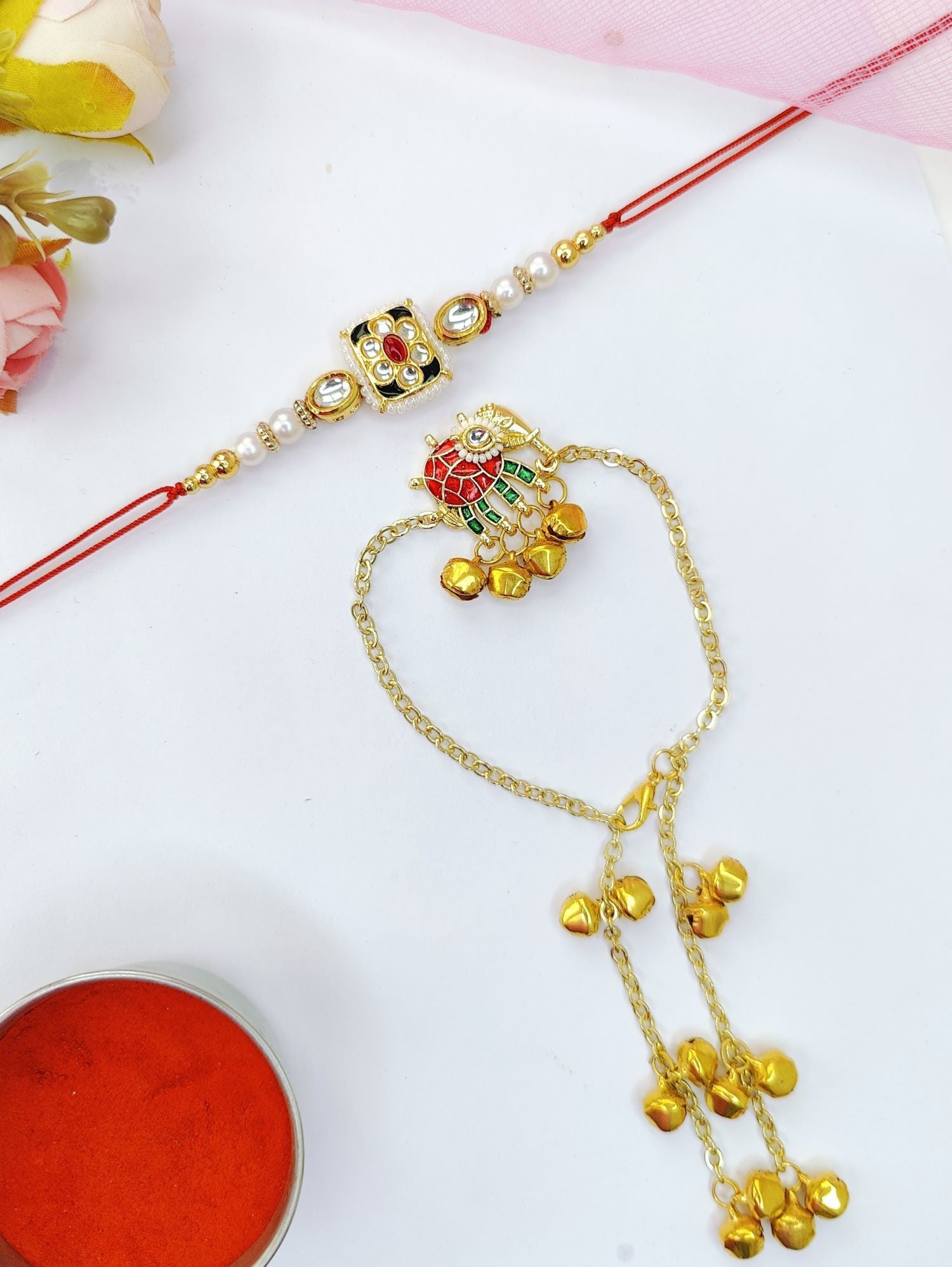 handmade kashmiri elephant kundan rakhi, premium rakhi 2026 set