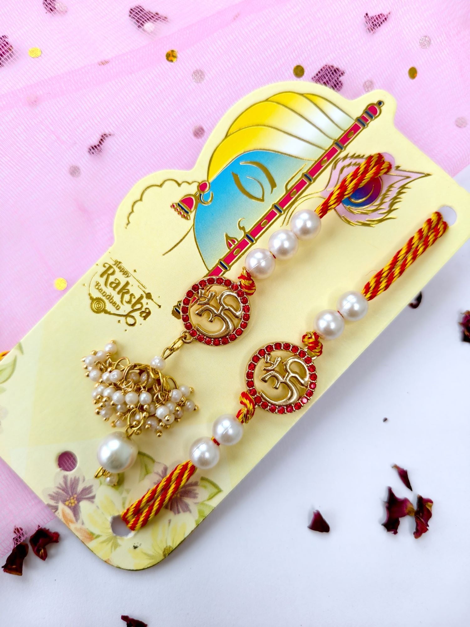 om kundan handmade couple rakhi set, lumba rakhi for bhabhi 2026