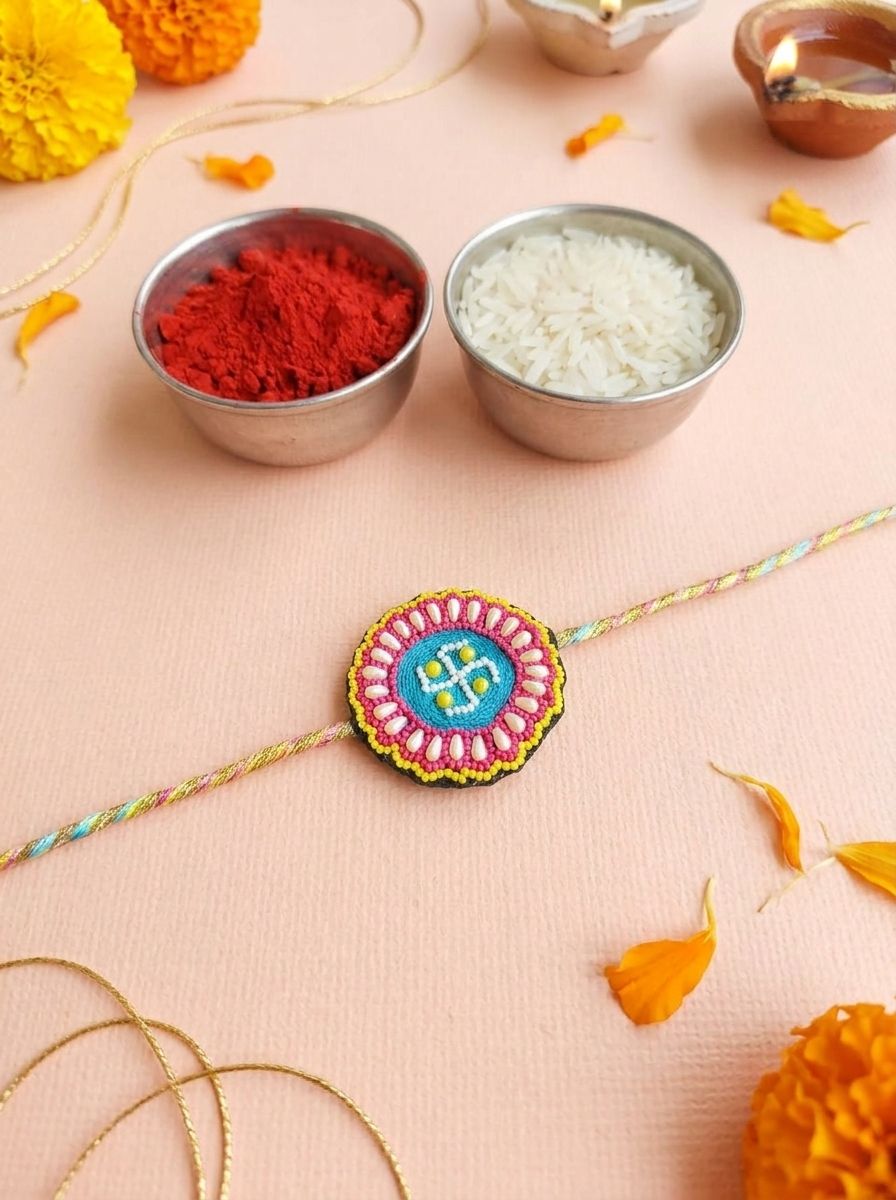 Handmade Rakhi 2026 for Brothers – Unique Multi-Colour Traditional Thread