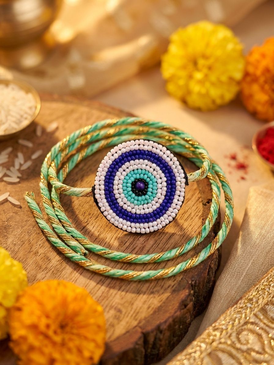 Handmade Evil Eye Rakhi Combo for Bhai & Bhabhi – Rakhi 2026