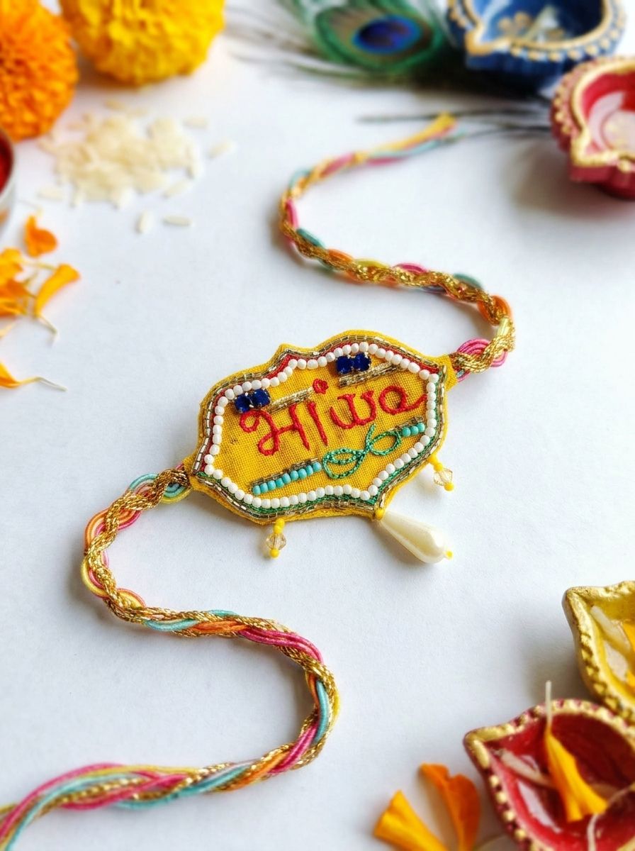 Bhawa Handmade Beaded Rakhi Gift for Brother, Multicolor Fabric Rakhi 2026