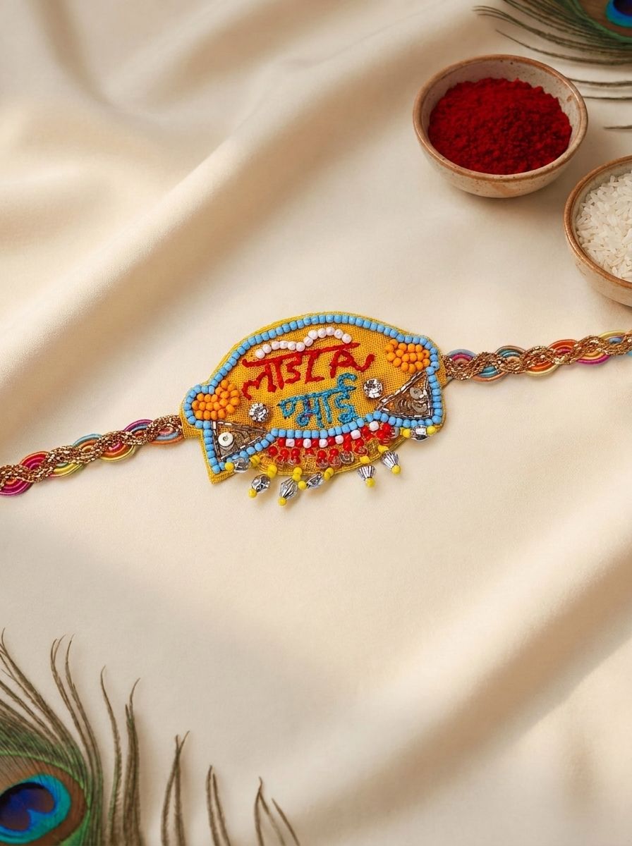 Handmade Creative Rakhi 2026 – Vibrant Beaded Keepsake for Bhai