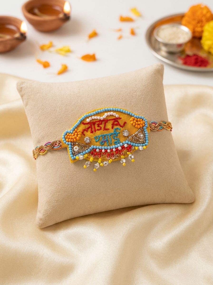 Handmade Creative Rakhi 2026 – Vibrant Beaded Keepsake for Bhai