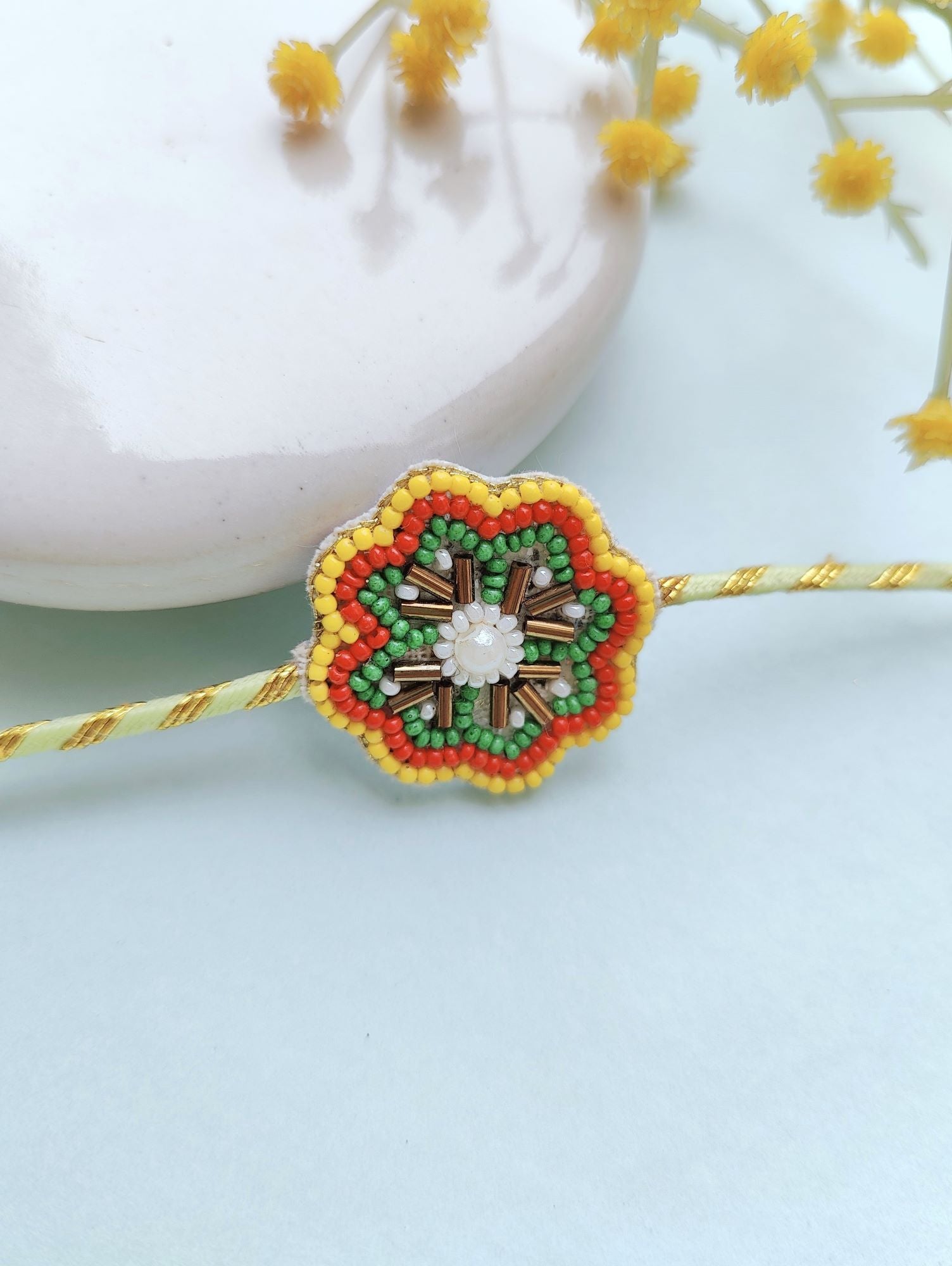 Handmade Multicolor Flower Rakhi for Brother & Bhabhi 2026 Duo