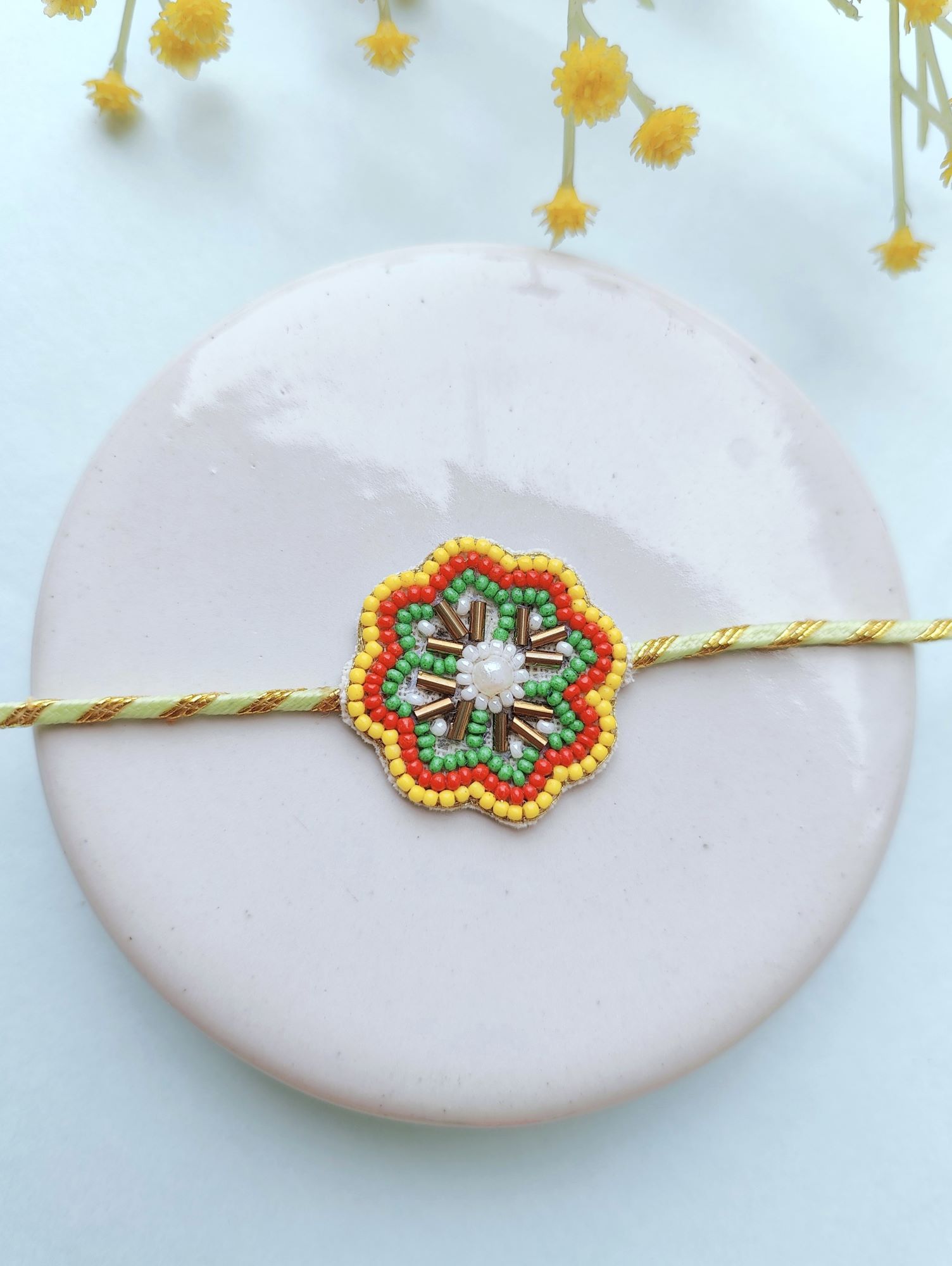 Handmade Multicolor Flower Rakhi for Brother & Bhabhi 2026 Duo