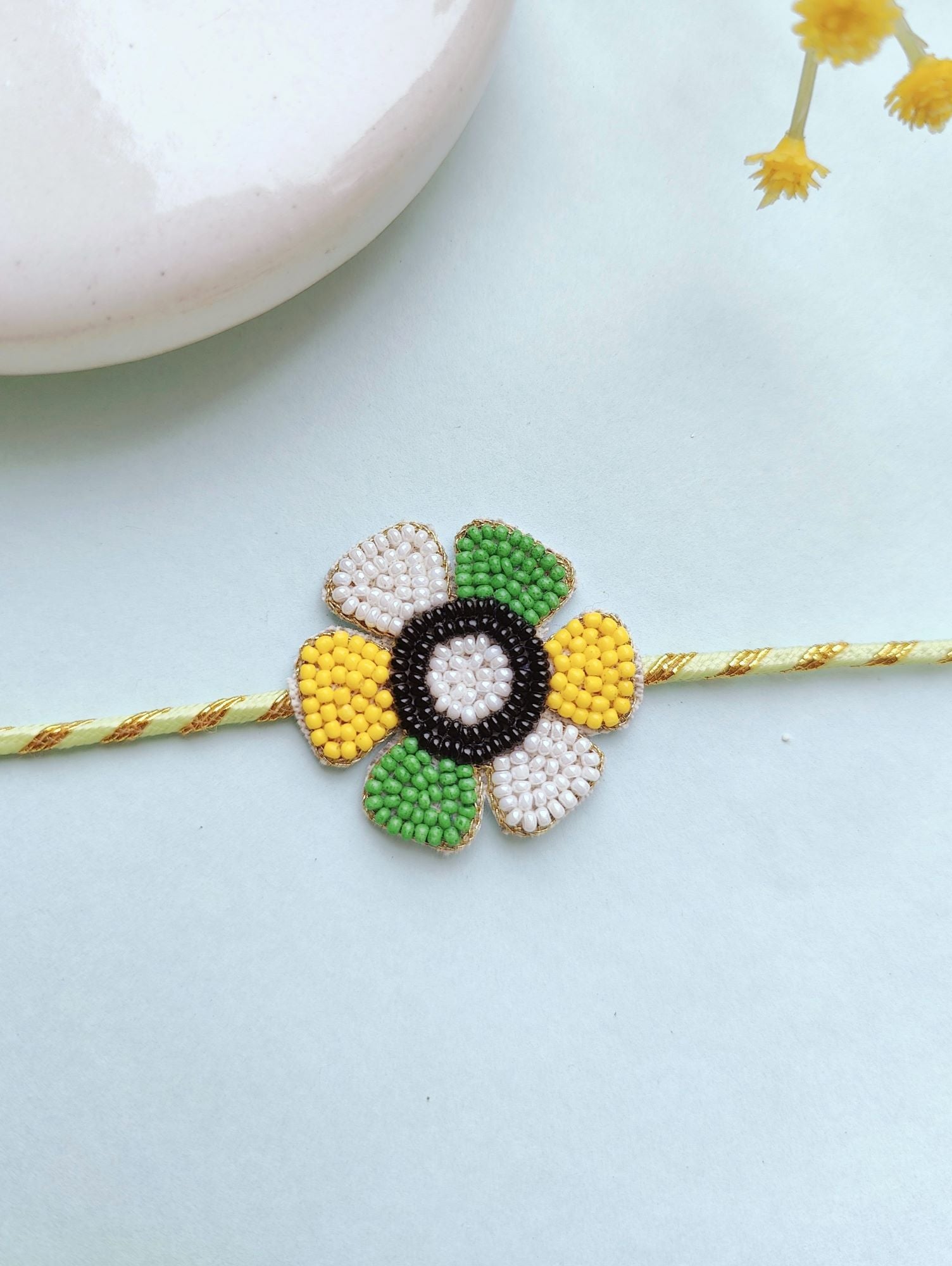 Handmade Multicolor Floral Rakhi Set for Bro & Bhabhi