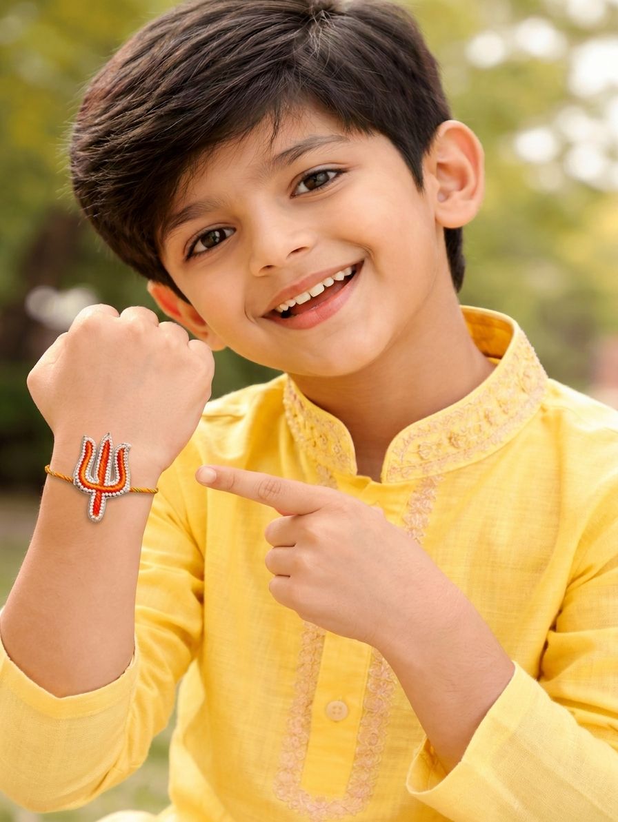 Shiva Trishul Handmade Rakhi for Brother with Om Charm 2026