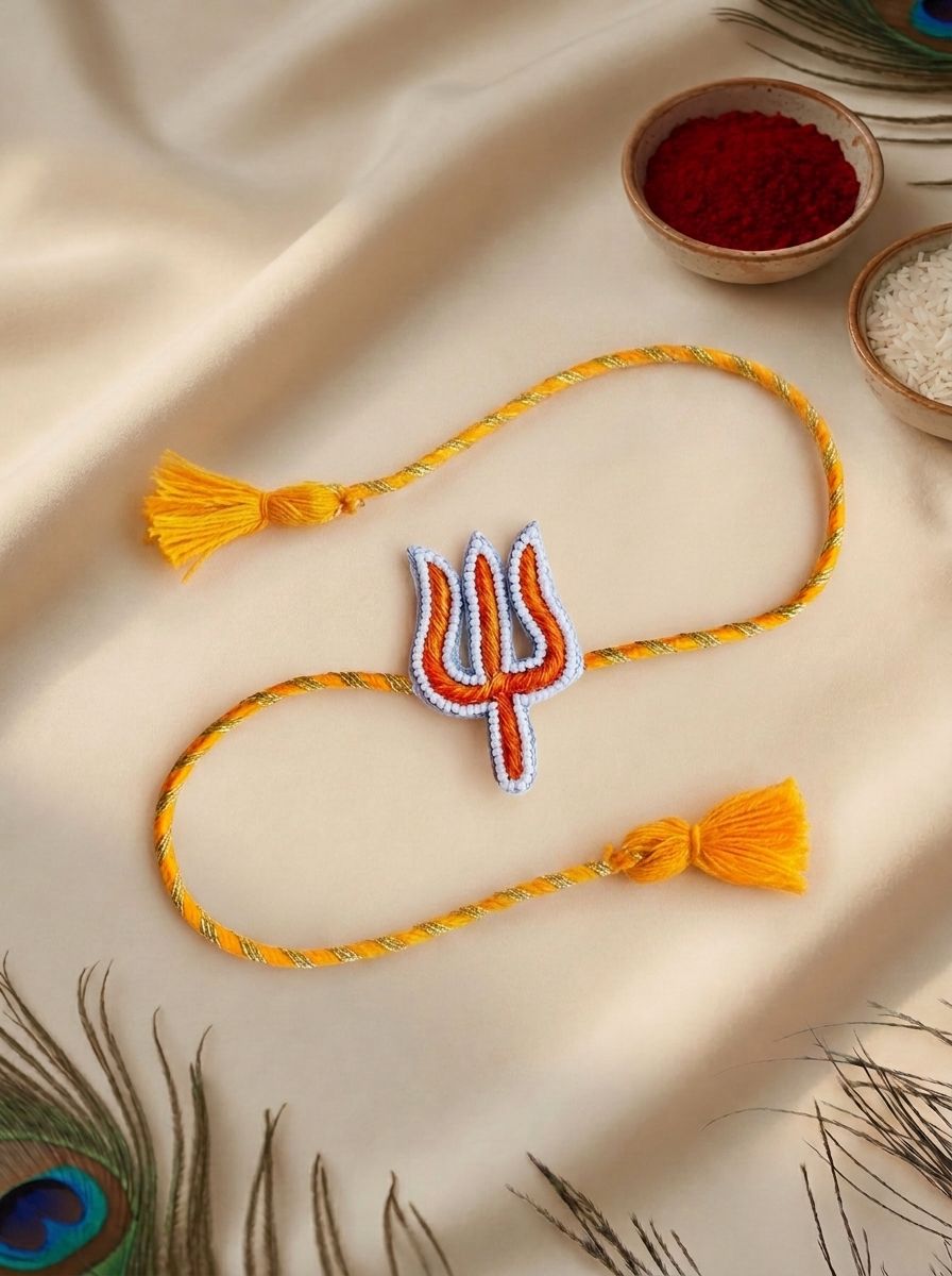 Shiva Trishul Handmade Rakhi for Brother with Om Charm 2026