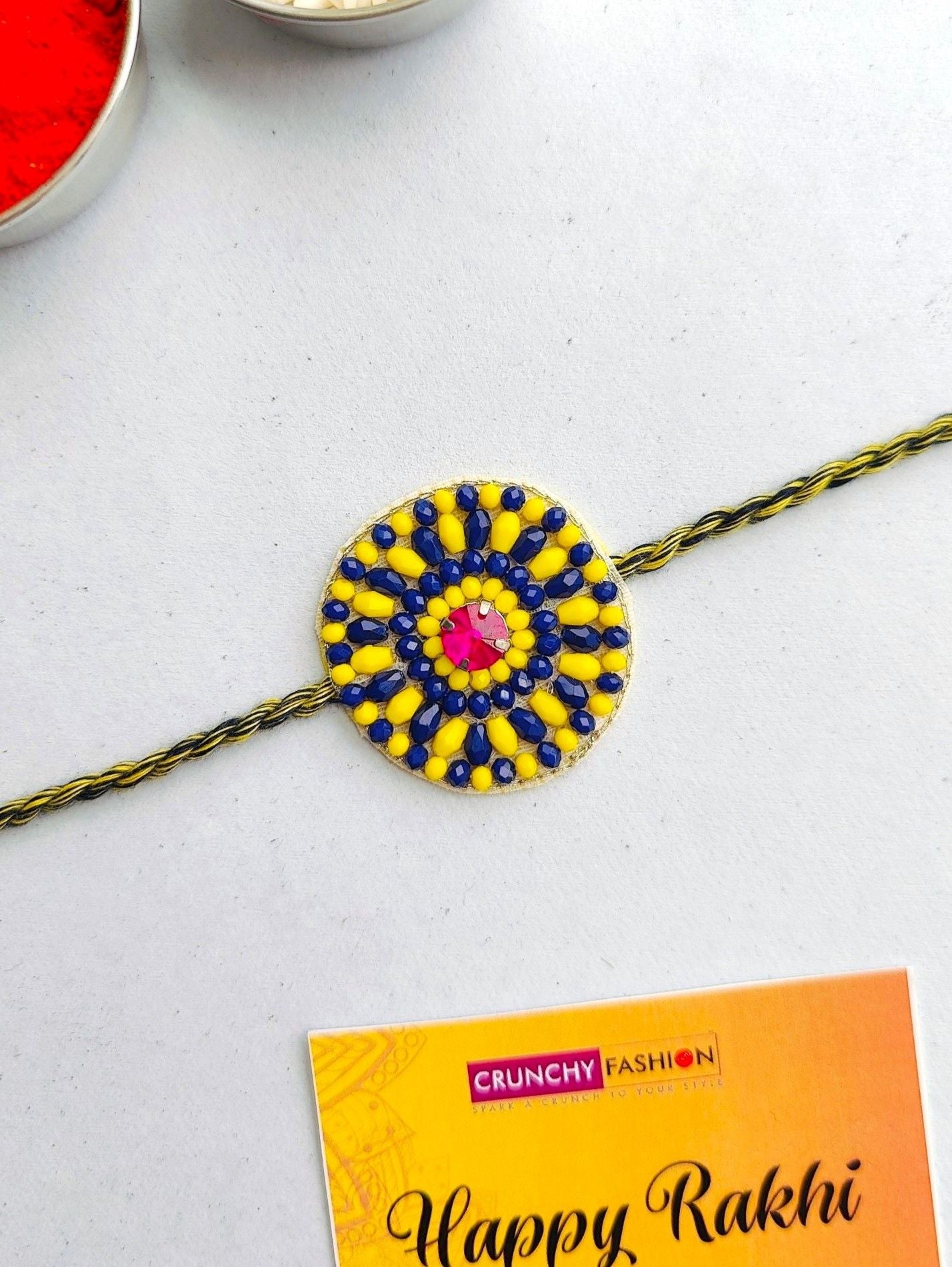 New Blue-Yellow Beaded Charm: Best Brother's Rakhi 2026