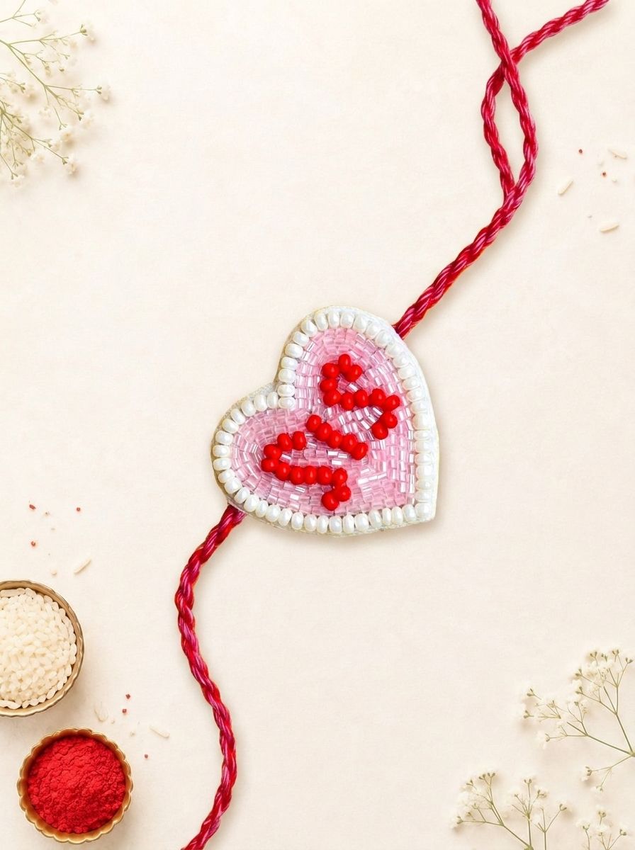 SiS Rakhi 2026 Handmade Pink Beaded Rakhi for Sister