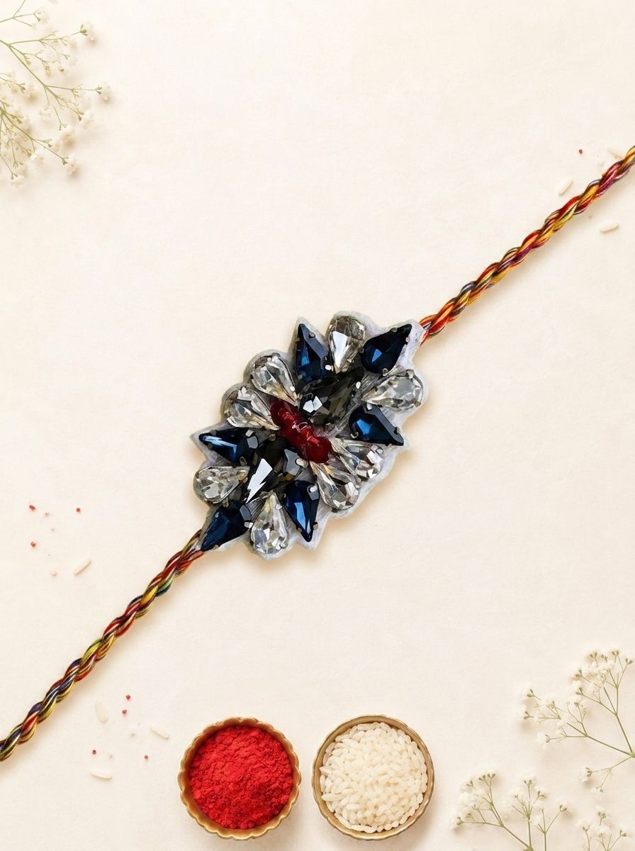 White-Blue Rakhi 2026 | Crafted for Raksha Bandhan