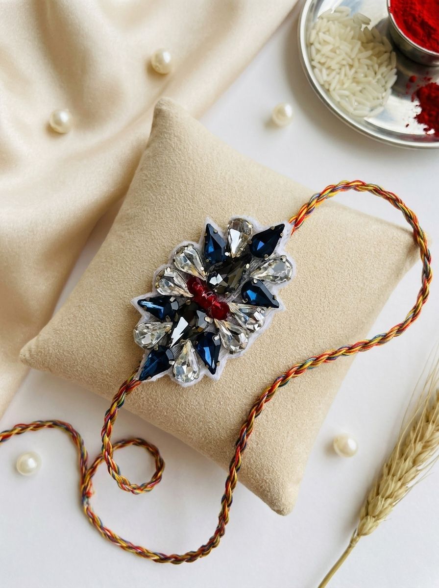 White-Blue Rakhi 2026 | Crafted for Raksha Bandhan