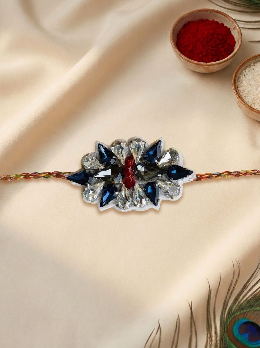 White-Blue Rakhi 2026 | Crafted for Raksha Bandhan