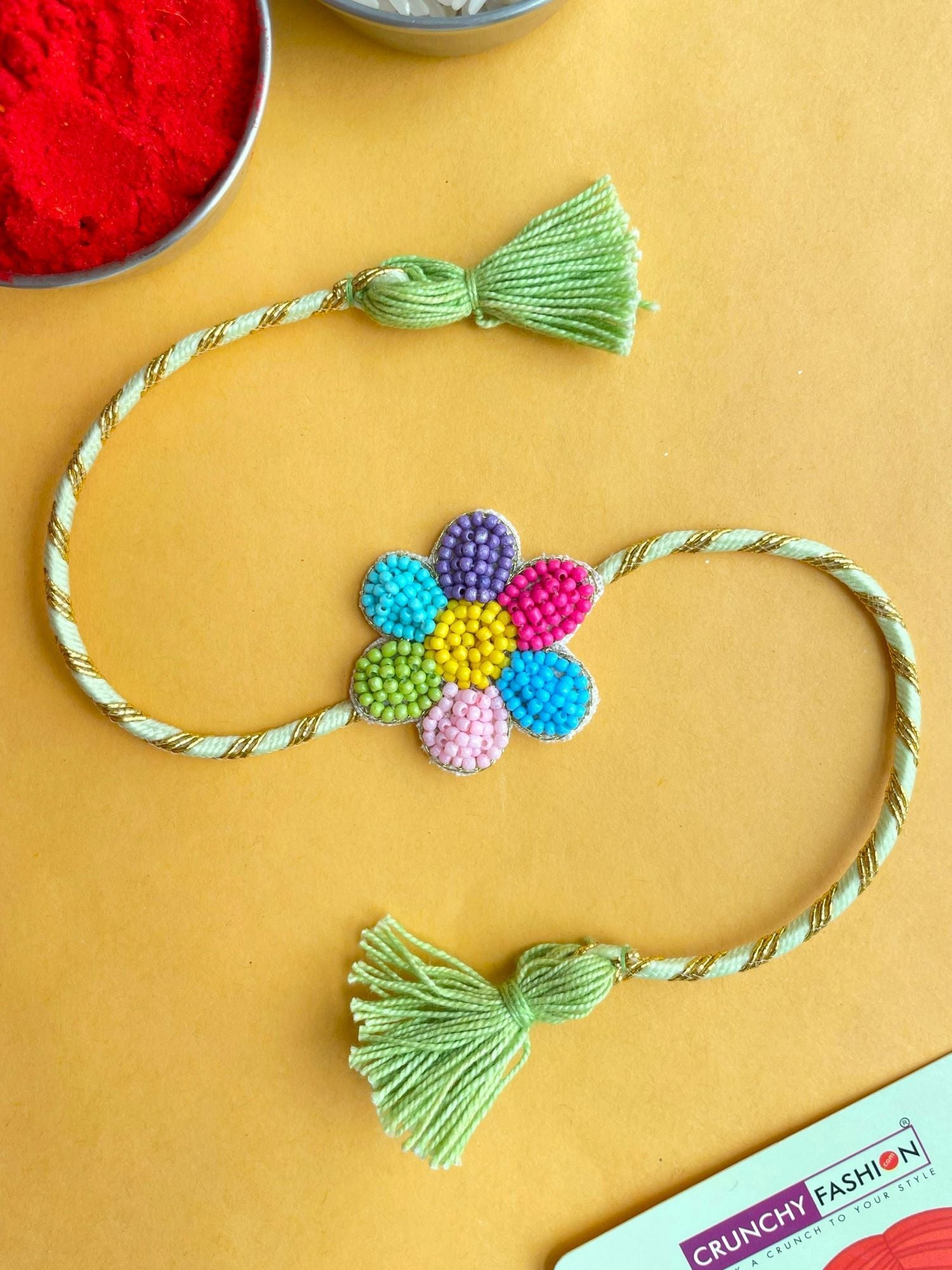 Multicolored Floral Handmade Rakhi 2026 – Contemporary Rakhi for Sisters & Bhabhis
