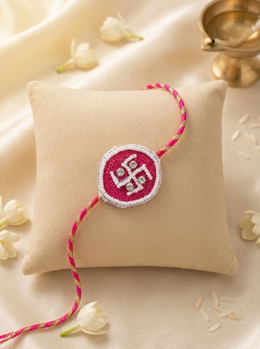 Handmade Rakhi 2026 – Satvik Beaded Bracelet for Brothers with Roli Chawal