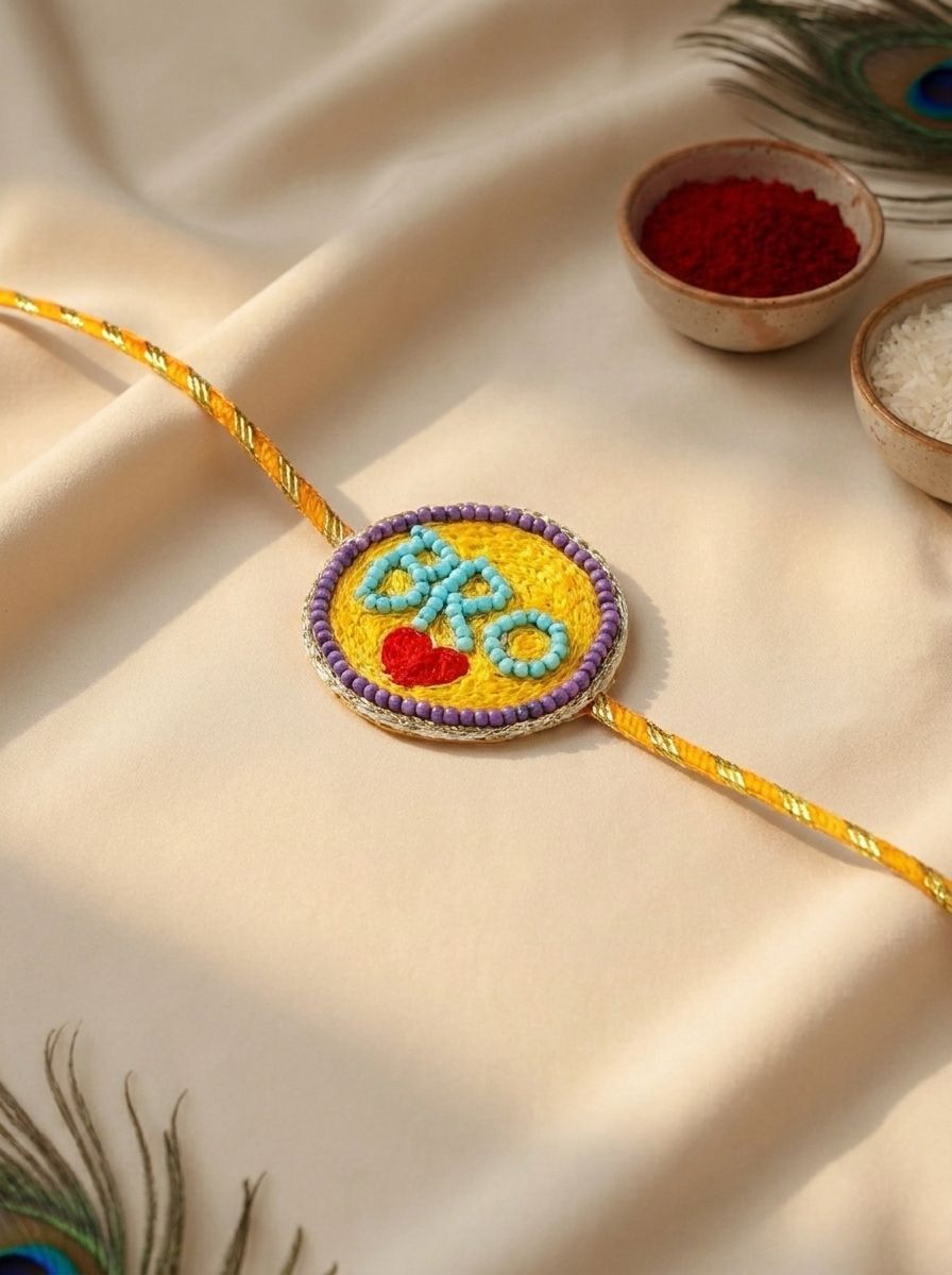 Handmade Rakhi 2026 – Vibrant Beaded Bracelet for Brothers, Adjustable Fit