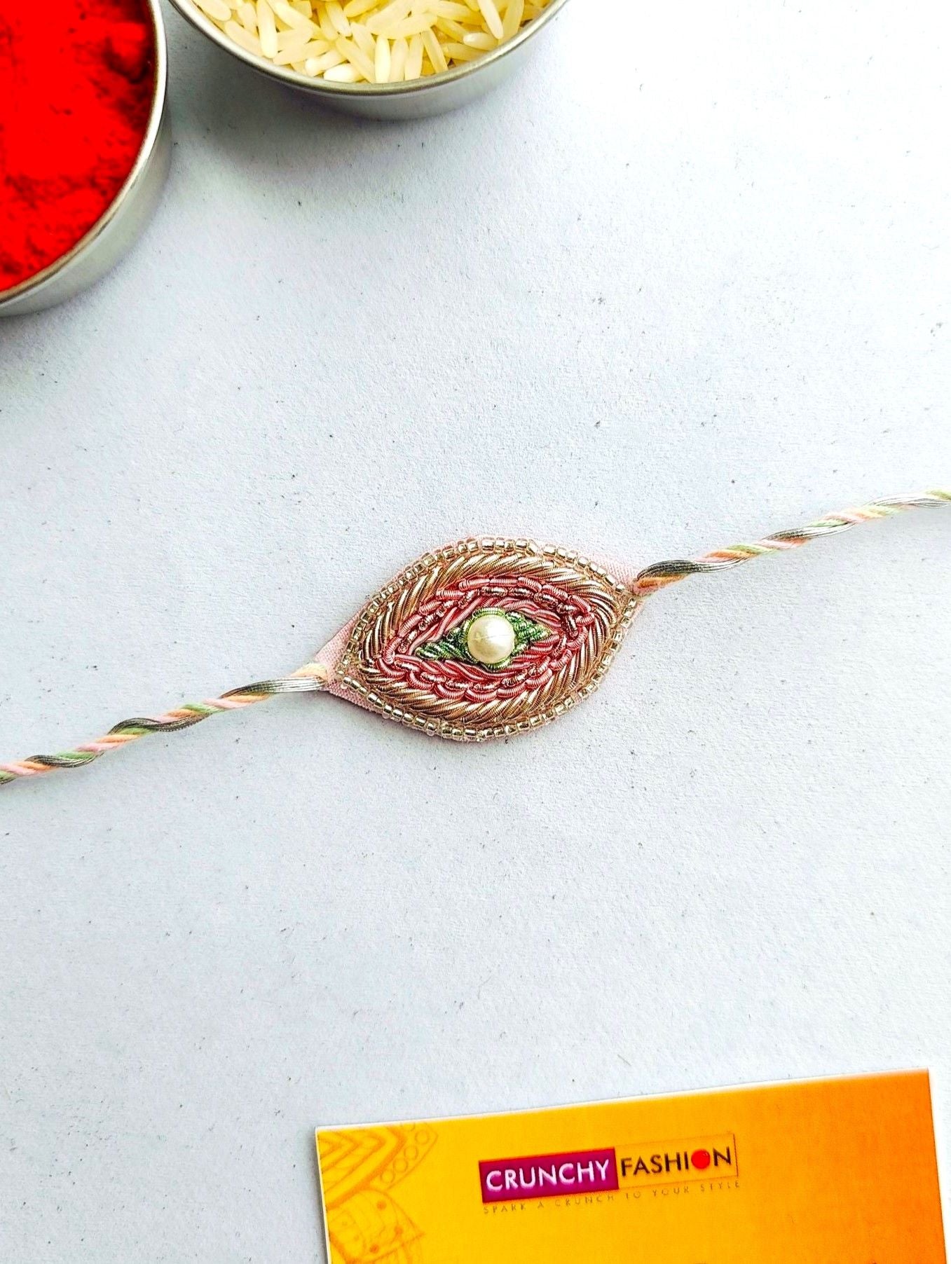Pink Evil Eye Handmade Rakhi 2026 – Adjustable Bracelet for Sisters & Bhabhis
