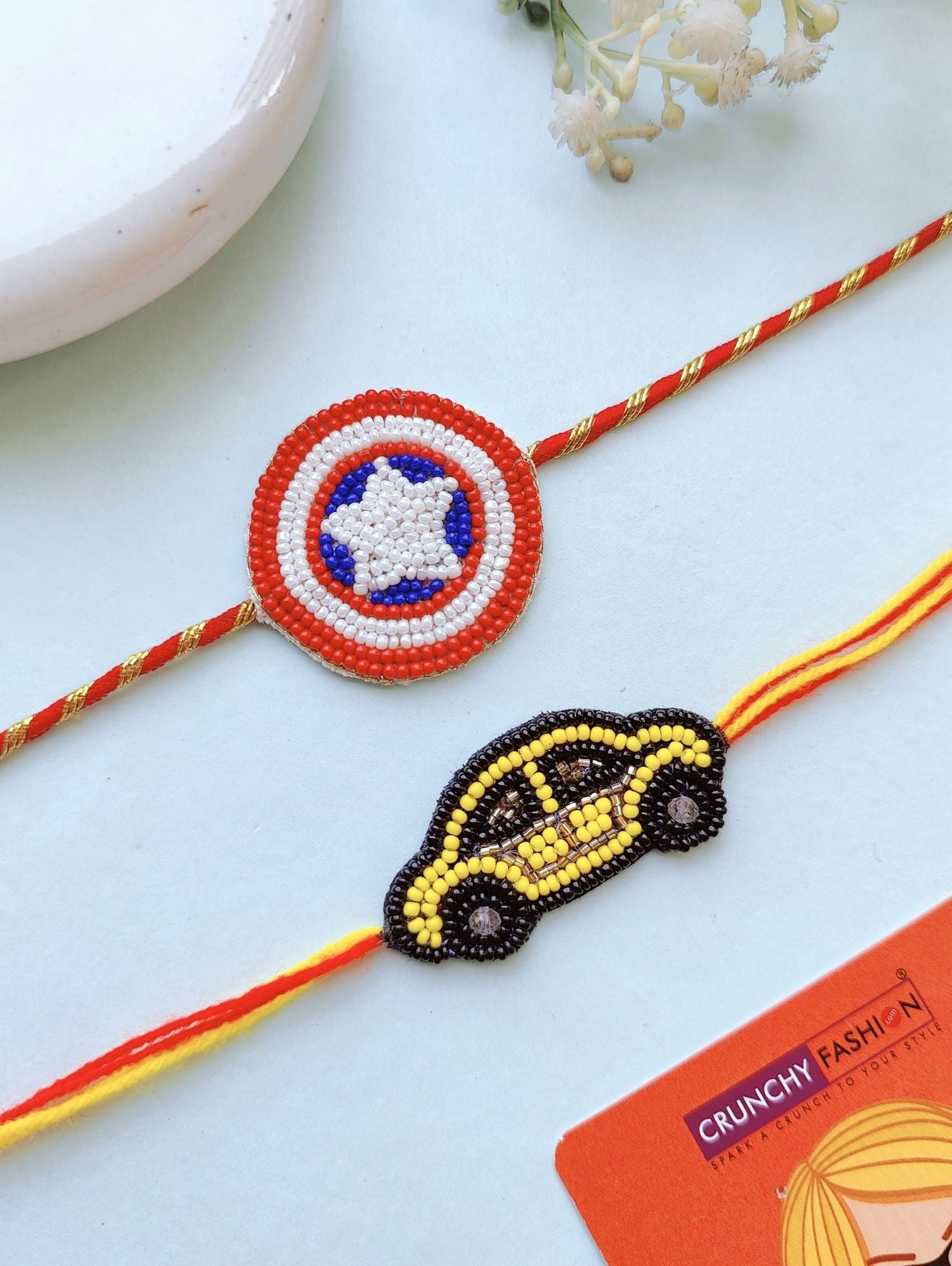 Handmade Cartoon Character Rakhi Set 2026 – Captain America & Car for Kids